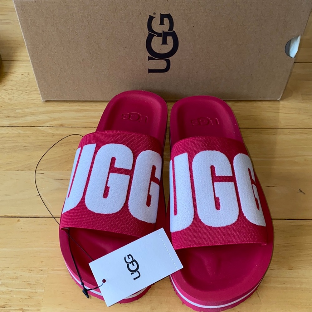 NIB AUTH UGG ZUMA GRAPHIC SLIDE RED US6
